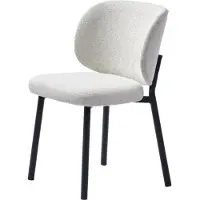 Nest of Nora Set van 2 - Eetkamerstoelen Nuno bouclé met zwarte metalen poten - Offwhite