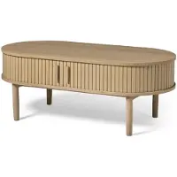Nest of Nora Ovale salontafel met opbergruimte Nina - Eikenhout fineer - 60x120 cm - Naturel