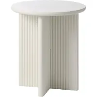 Nest of Nora Ronde houten bijzettafel Lona - met ribstructuur - Ø50x55 cm - Greige