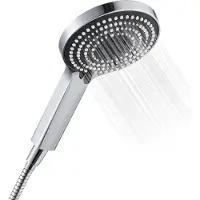 Markenlos – Handdouche met 6 massagestanden, waterbesparende douchekop met 1,6 m flexibele slang, groot formaat (Φ130mm), chroom