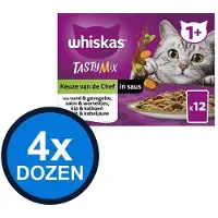 Whiskas 4x - 1+ Pouch Adult Saus Selectie Van De Chef Multipack (12x85g) - Kattenvoer Natvoer - 1.02 kg