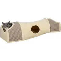 Famanu – Kattentunnel voor binnen, 107 x 38 x 29 cm, beige, ideaal voor katten om te spelen en te verkennen