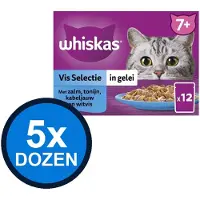 Whiskas 5x - 7+ Pouch Senior Gelei Vis Selectie Multipack (12x85g) - Kattenvoer Natvoer - 1.02 kg