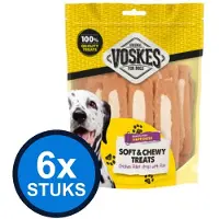 Voskes 6x Kipfilet Strips met Vis - Hondensnack - 400g