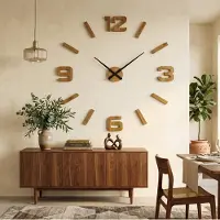 Famanu – 3D wandklok van hout, grote wandklok van 100-130 cm, modern design, eco-vriendelijk, muursticker decoratie voor kantoor, woonkamer en slaapkamer