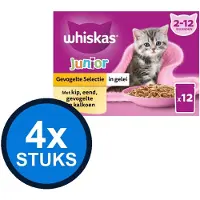 Whiskas 4x - 2-12M pouch junior gelei gevogelte selectie mp 12x85gr - Kattenvoer Natvoer - 1.02 kg