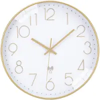 Unyqoos Stijlvolle en Geruisloze Wandklok van 30 cm voor Woon- en Slaapkamer, goud, 30cm