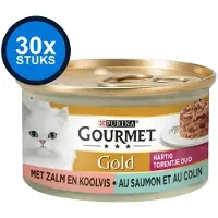 Gourmet 30x - Gold Hartig Torentje Zalm - Kattenvoer Natvoer - 85g