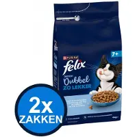 Felix 2x - Dubbel Zo Lekker Senior Kip & Kalkoen - Kattenvoer Droogvoer - 4 kg