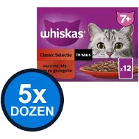 Whiskas 5x - 7+ Pouch Senior Saus Classic Selectie Multipack (12x85g) - Kattenvoer Natvoer - 1.02 kg