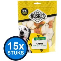 Voskes 15x Blanke Kauwkluiven Mix met Kip - Hondensnack