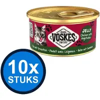 Voskes 10x Gelei Kip & Groenten - Kattenvoer - Blik 85g