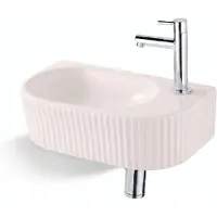 Qeramiq Fuente fonteinset – halfrond – 40x22x12 cm – keramiek linnen – kraangat rechts – chromen kraan SW1449881/SW696203/SW696214/SW696234