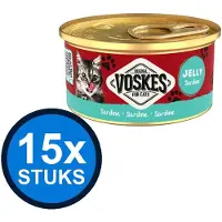 Voskes 15x Gelei Sardine - Kattenvoer - Blik 85g