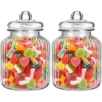 Alessandro luxe voorraadpot - 2x - snoeppot - glas - met deksel - 3.5 liter - koektrommel - snoepjes - 17 x 27 cm