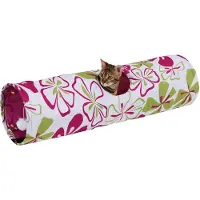 Famanu – Katten tunnel met bloemenprint, 25 x 90 cm, ideaal voor speelplezier en verkenning voor katten