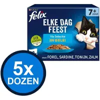 Felix 5x - Elke Dag Feest Senior Vis Selectie in Gelei - Kattenvoer Natvoer - 12x85g