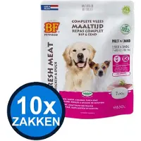 Biofood 10x - Vleesvoeding Compleet Kip & eend Zak Multipack - Hondenvoer Droogvoer - 630 g