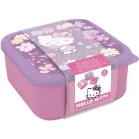 Sanrio Hello Kitty 3-in-1 Snackdoosjes - 3 formaten - Vierkant - Sluit goed af - Lunchboxen voor kinderen - Los deksel - Geschikt voor koekjes, fruit en snacks - Paars/Roze