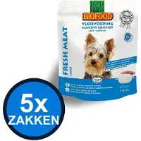 Biofood 5x - Vleesvoeding Compleet Kip & lam Zak Multipack - Hondenvoer Droogvoer - 630 g