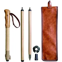 Famanu – Trekkingstokken, verstelbare wandelstokken van sterk beukenhout, snel instelbaar met flip-lock, met leren band
