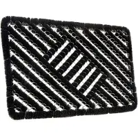 Famanu – Deurmat van kokos en rubber, 40 x 60 cm, antislip vuilopvangmat voor binnen en buiten, weerbestendig en zwart