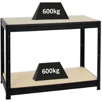 Famanu – In hoogte verstelbare werkbank, zwart, afmetingen 90x120x60 cm, draagvermogen 600 kg, ideaal als werktafel of paktafel