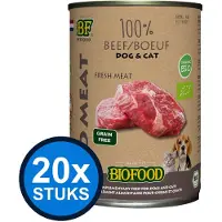 BF Petfood 20x Biofood - Organic hond&kat 100% rundvlees blik 400gr - Hondenvoer Natvoer - 400 g