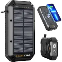 Golden Sound Powerbank Zonneenergie - 27.000 mAh - Accu voor in het noodpakket - Snellader 22,5W - Powerbanks - Solar powerbank - 4x USB-A, 1x USB-C en 1x Micro-usb - Universele Powerbank