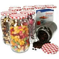 Famanu – Set van 12 weckpotten van 1062 ml, ronde inmaakpotten met schroefdeksel, inclusief receptenboekje