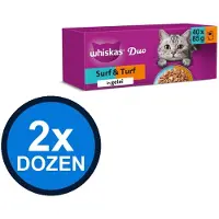 Whiskas 2x - 1+ Adult Surf & Turf Selectie Duo in Gelei Multipack - Kattenvoer Natvoer - 40x85g