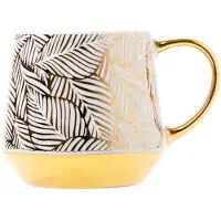 Odelo Luxe Porseleinen Mok met Gouden Bladeren - 460ml - Cadeau