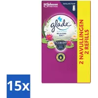 Glade 15 x – Touch & Fresh Navulling – Relaxing Zen – 10 ml - Luchtverfrisser - Ontspannende Geur - Frisse Geur - Sandelhout - Appel