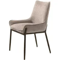 Nest of Nora Set van 2 - Eetkamerstoelen met chenille bekleding - Zwarte metalen poten - Zand