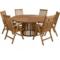 Axi Hani/Nuria 150 cm Dining Tuinset 7-delig Teak – Massief Teakhout – Tuinset 6 Personen – Ronde Tuintafel 150 cm – Opklapbare Tuinstoelen Teak – Luxe Verstelbare Tuinmeubelen Set