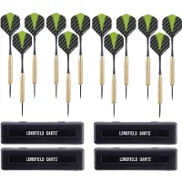 Longfield Darts Dartpijlen - setje 12x stuks - 21 grams - messing/staal/pvc - darten - pijltjes - Kinderen/volwassenen
