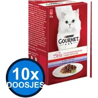 Gourmet 10x - Mon Petit Vlees 6x50g - Kattenvoer Natvoer - 300g