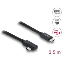 DeLOCK Coaxial USB 40 Gbps cable angled left / right USB PD 3.1 240 W 0.5 m