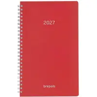 Brepols bureau agenda 2027 - BREFORM [0.516] - POLYPROP - Bureau agenda - 1 dag op 1 pagina - Dagoverzicht - Wire-O - Rood - 10 x 16.5 cm