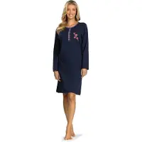 Comtessa Nachthemd 'Beauty in Nature' - Dames Nachtmode - Lange Mouw - Donker Blauw - Maat 52