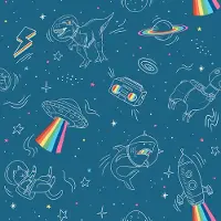 Dutch Wallcoverings - My Kingdom- Animals in Space blauw - vliesbehang - 10m x 53cm - M368-01