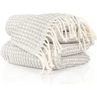 ANRO Beatriz Plaid Lichtgrijs 150x200 cm - Katoenmix - Met franjes