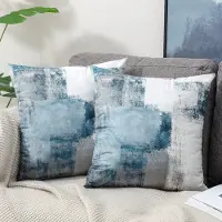 Famanu – Decoratieve kussenhoezen set van 2, fluwelen kussenhoezen van 45 x 45 cm in blauw, ideaal voor een landhuisstijl interieur
