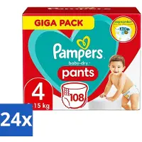 Pampers 24 x - Baby-Dry Pants - Luierbroekjes - Maat 4 (9-15 kg) - Comfort Fit - 108 Luiers - Luierbroekjes - Baby Luier - Luier Maat 4 - Luierbroekjes 9-15 Kg - Luierbroekjes Comfort Fit