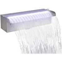vidaXL Zwembadwaterfall met fontein en LED-verlichting, rechthoekig, roestvrij staal, 30 cm