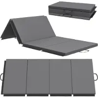 HOMCOM -Gymnastiekmat-180x80x5cm-Synthetische coating-Grijs