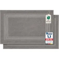 Komfortec Badmat Set - 2 stuks - 50x70 cm - 100% Katoen - Handdoek Dikte - Hotelkwaliteit - Zachte en Absorberende Douchemat/Handdoek - Zilvergrijs