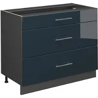 Vicco Keukenonderkast Fame-Line Donkerblauw hoogglans/Antraciet 100 cm zonder werkblad, Model 61627