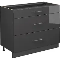 Vicco Keukenonderkast Fame-Line, Antraciet Hoogglans/Antraciet, 100 cm zonder werkblad