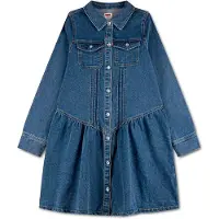Levi's Levi´s  Kids Long Drop Waist Lang Mouw Jurk Blauw 4 Years Meisje